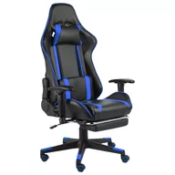Fotele gamingowe - vidaXL Lumarko Obrotowy fotel gamingowy z podnóżkiem, niebieski, PVC 20485 - miniaturka - grafika 1