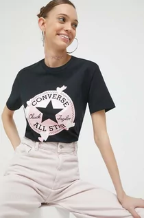 Koszulki sportowe damskie - Converse t-shirt bawełniany kolor czarny - grafika 1