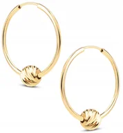 Kolczyki - ZŁOTE KOLCZYKI KÓŁECZKA Z DIAMENTOWANYMI KULKAMI 2W1 16MM 14KT 585 - miniaturka - grafika 1