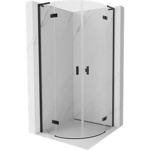 Mexen Mist L kabina prysznicowa półokrągła uchylna 100 x 100 cm, transparent, czarna - 8A33L-100-100-70-00 - Kabiny prysznicowe - miniaturka - grafika 1