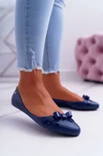 Baleriny - Damskie Balerinki Gumowe Granatowe Meliski Syntha - miniaturka - grafika 1