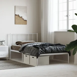 Metalowa rama łóżka z wezgłowiem, biała, 90x190 cm Lumarko! - Łóżka Metalowa rama łóżka z wezgłowiem, biała, 90x190 cm Lumarko! - Łóżka - miniaturka - grafika 5
