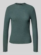 Bluzki damskie - Bluzka o kroju slim fit z długim rękawem i dodatkiem wiskozy model ‘LEMMA’ - miniaturka - grafika 1