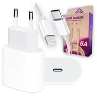 Ładowarki do telefonów - Zestaw Szybka Ładowarka do Iphone 20W USB C Sieciowa plus Kabel USB-C do Lightning 1 m 5A - miniaturka - grafika 1