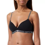 Biustonosze - Emporio Armani Damski biustonosz Triangle Essential Studs Logo Padded Bra, czarny, L - miniaturka - grafika 1