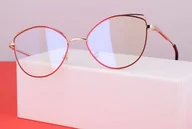 Okulary korekcyjne, oprawki, szkła - Okulary z filtrem zerówki DAMSKIE kocie oczy z antyrefleksem RED 2527-2 - miniaturka - grafika 1