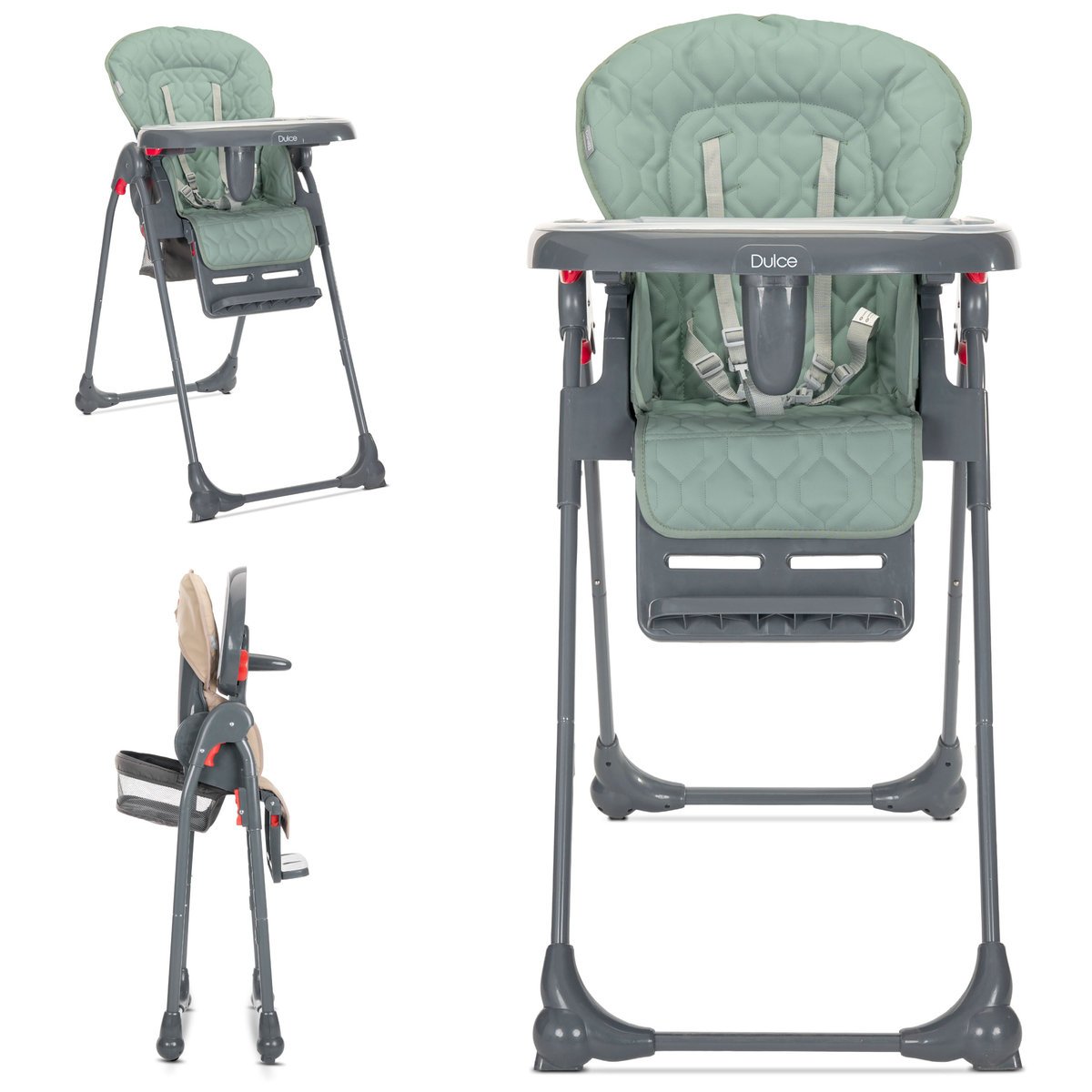 KRZESEŁKO DO KARMIENIA SKŁADANE REGULOWANE KÓŁKA LORELLI DULCE