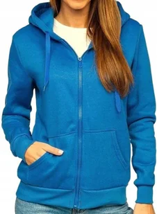 Damska bluza dresowa z kapturem rozpinana ocieplana S niebieska jeans 17 - Bluzy damskie - miniaturka - grafika 1