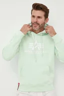 Bluzy męskie - Alpha Industries bluza męska kolor zielony z nadrukiem - miniaturka - grafika 1