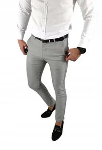 Spodnie wizytowe slim chino gładkie szare - popielate DJ05 - W33 - Spodnie męskie - miniaturka - grafika 1