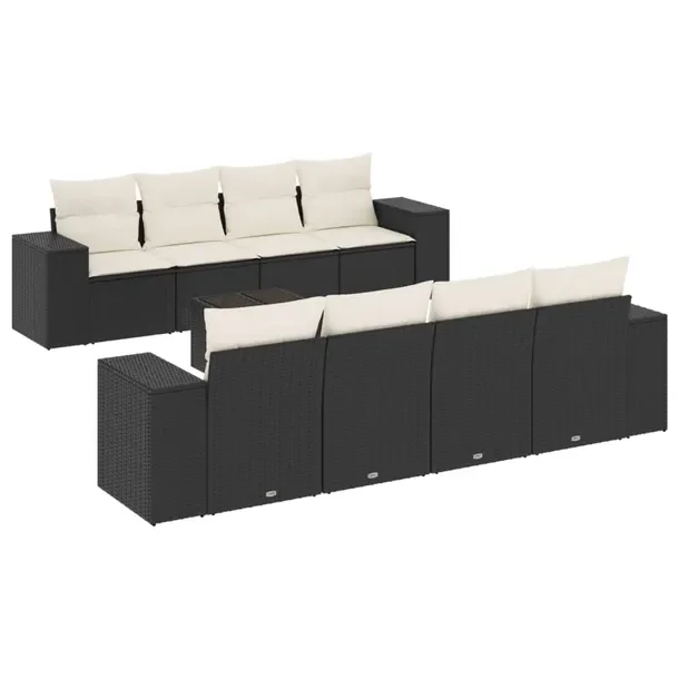 Zestaw wypoczynkowy ogrodowy czarny z poduszkami, rattan PE, wymiary 55x62x