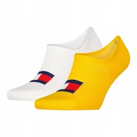 Skarpetki męskie - TOMMY HILFIGER SKARPETY SKARPETKI STOPKI 2P BIAŁE/ŻÓŁTE r.43-46 - miniaturka - grafika 1