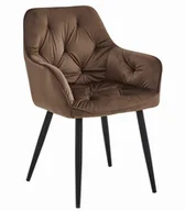 Krzesła - Krzesło JORK - brąz aksamit / nogi czarne x 1 - miniaturka - grafika 1