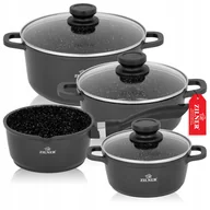 Zestawy garnków i patelni - ZESTAW GARNKÓW INDUKCJA GAZ CERAMICZNO MARMURKOWYCH KOMPLET GARNKI RONDEL - miniaturka - grafika 1