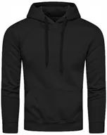 Bluzy męskie - Bluza Męska Czarna z Kapturem Casual Modna Kangurek Dla Mężczyzn L - miniaturka - grafika 1