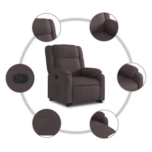 Podnoszony fotel rozkładany, ciemnobrązowy, obity tkaniną - Fotele Podnoszony fotel rozkładany, ciemnobrązowy, obity tkaniną - Fotele - miniaturka - grafika 8