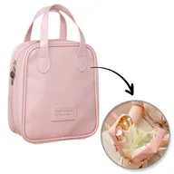 Kosmetyczki, organizery i kuferki - Kosmetyczka organizer na kosmetyki z rączką 17x7x19cm różowa KS128R - miniaturka - grafika 1