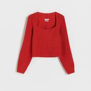 Swetry damskie - Reserved - Sweter z kwadratowym dekoltem - Czerwony - miniaturka - grafika 1