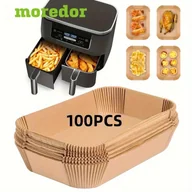 Akcesoria i części AGD - TEMU 50/100/150/200szt. MOREDOR Podkładki do Frytkownicy Dual - Nieprzywierające, Odporność na Olej i Wodę, Prostokątny Kształt dla Równomiernego - miniaturka - grafika 1
