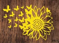 Zabawki kreatywne - Słonecznik z motylkami- wycinanka z kartonu - miniaturka - grafika 1