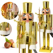 Ozdoby bożonarodzeniowe - Figurka Dziadek Do Orzechów 60 Cm Boże Narodzenie Złoty Czapka Płaska - miniaturka - grafika 1