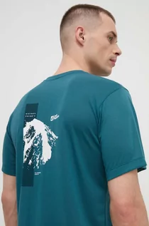 Koszulki męskie - Jack Wolfskin t-shirt sportowy Vonnan kolor zielony z nadrukiem - grafika 1