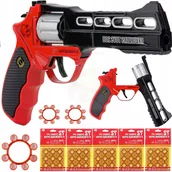 Zabawki militarne - Pistolet Metalowy Hukowy Rewolwer Na Spłonkę + Kapiszony 360 Strzałów - miniaturka - grafika 1