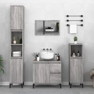 Szafka łazienkowa szara Sonoma 30x30x100 cm Materiał drewnopochodny - Szafki łazienkowe - miniaturka - grafika 1
