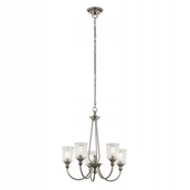 Wentylatory sufitowe - Żyrandol vintage klasyczny pewter szklane klosze do salonu 5 pkt Kichler - miniaturka - grafika 1
