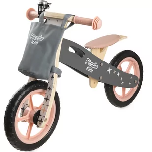 Rowerek biegowy drewniany jeździk, Szary, Piccolo Kids - Rowerki biegowe - miniaturka - grafika 1