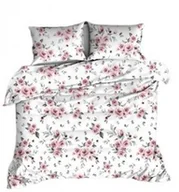 Pościel - Karo Pościel flanelowa 140x200 biała różowa kwiaty 1436 Flanela Max - miniaturka - grafika 1
