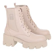 Botki damskie - Trzewiki damskie Nessi 22363 beż 122 40 - miniaturka - grafika 1