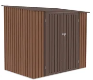 Altany ogrodowe - Domek narzędziowy KENT 222x149cm Walnut, metalowy, z drzwiami na zawiasy, wentylowany, funkcjonalny schowek na sprzęt ogrodowy i narzędzia Hardmaister - miniaturka - grafika 1
