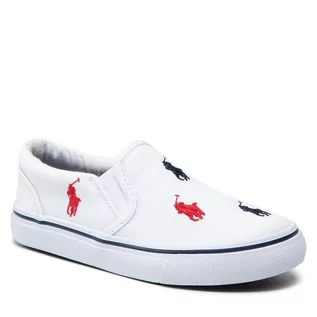 Buty dla dziewczynek - Tenisówki POLO RALPH LAUREN - Keanton Slip On RF103502 S White/Navy/Red - grafika 1