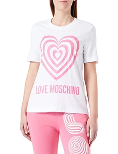 Love Moschino Damska koszulka o regularnym kroju z krótkim rękawem, Optical White, rozmiar 42, optical white, 42 - Koszulki i topy damskie - miniaturka - grafika 1