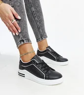 Sneakersy damskie - Czarne sneakersy ażurowe z brokatem Zorka-37 - miniaturka - grafika 1