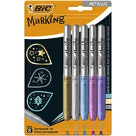 Przybory szkolne - BIC Marker permanentny okrągły 5kol Bc Metalc B/c - miniaturka - grafika 1