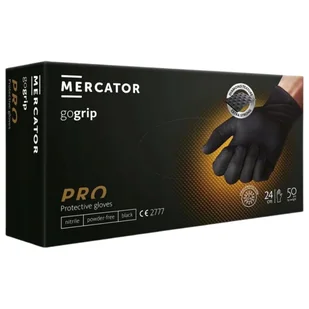 Mercator Gogrip Black rękawice nitrylowe bezpudrowe rozmiar L 50 sztuk - Rękawiczki jednorazowe - miniaturka - grafika 1
