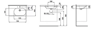 Laufen Lua Umywalka wisząca 75x46 cm z otworem na baterię z półką biała z powłoką LCC H8170854001041 - Umywalki - miniaturka - grafika 2