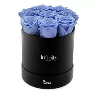 Sztuczne kwiaty - Stabilizowane Niebieskie - Błękitne Wieczne Róże W Czarnym Dużym Flower Boxie Infinity Rose - miniaturka - grafika 1