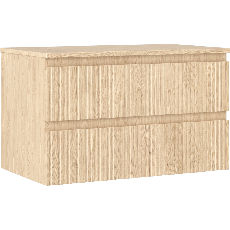 Mexen Rivel szafka łazienkowa podumywalkowa 80 cm z blatem, 2 szuflady, ryflowana , dąb - 91A20-08047-2-BFFC81