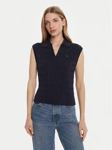 Tommy Hilfiger Sweter WW0WW45655 Granatowy Regular Fit - Swetry damskie - miniaturka - grafika 1