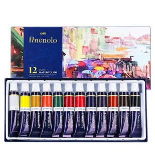 Farby akwarelowe Finenolo  12ml.12 kolorów - deli - Przybory szkolne - miniaturka - grafika 1