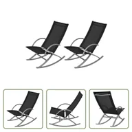 Fotele i krzesła ogrodowe - The Living Store Bujane krzesła ogrodowe - 2 szt. - stal i textilene - czarne - Ogrodowe Fotele Bujane - miniaturka - grafika 1