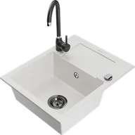 Zlewozmywaki z baterią - Mexen Enzo zlewozmywak granitowy 1-komorowy z ociekaczem i baterią kuchenną Telma, biały - 6506-20-670200-70 - miniaturka - grafika 1