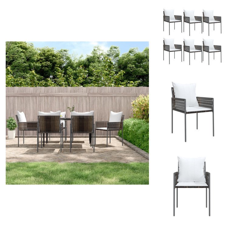 vidaXL Krzesła ogrodowe z poduszkami 6 szt. Brązowy 54x61x83 cm Poli rattan - Krzesła ogrodowe