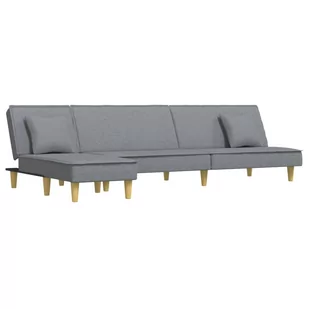 Sofa rozkładana L, jasnoszara, 255x140x70 cm, tkan - Narożniki - miniaturka - grafika 1