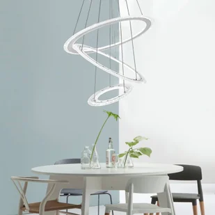 XMTECH Lampa wisząca LED Prosta lampa sufitowa do sypialni 128W zimna biała lampa wisząca akrylowa lampa wisząca kuchnia stół salon żyrandol regulowana wysokość - Lampy sufitowe - miniaturka - grafika 1