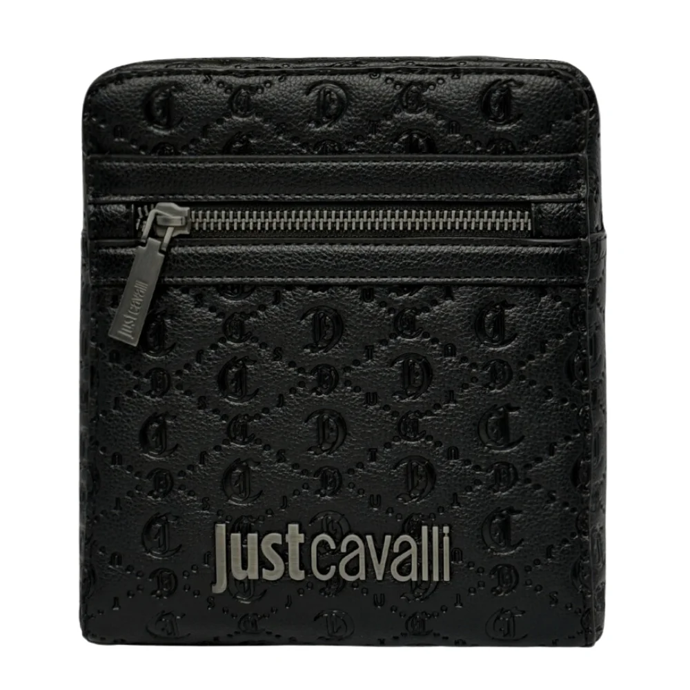JUST CAVALLI Czarna męska saszetka JC Metal Lettering - Style 3