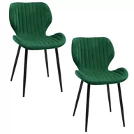 Krzesła - Nowoczesne krzesło welurowe, 2 sztuki, 44x52x77 cm, butelkowa zieleń - miniaturka - grafika 1